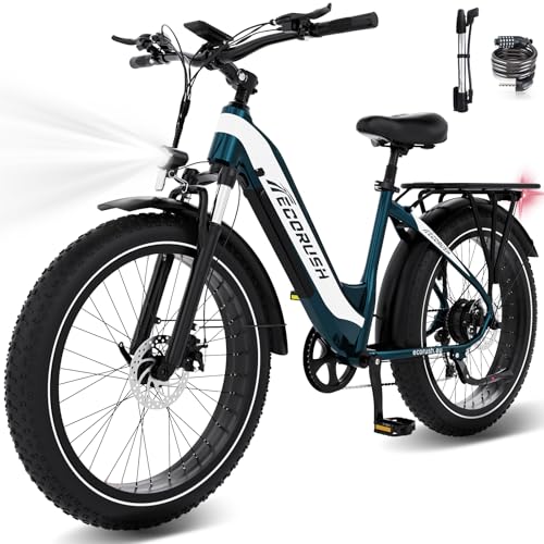 ECORUSH ECO R3 E Bike, Elektrofahrräder mit 26 * 4.0 breite Reifen, E-Bike 48V 13Ah Lithium-Ionen-Akku, 250W Motor. E Mountainbike für Damen und Herren von ECORUSH