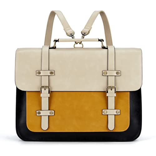 ECOSUSI Damen Laptoptasche, 15,6 Zoll, Handtaschen, Schulterriemen, PU-Leder, Vintage, Schulranzen, Lehrer, Aktentasche, Arbeit, Schüler, abnehmbarer Schultergurt, braun, L, Retro ECOSUSI Damen Laptoptasche, 15,6 Zoll, Handtaschen, Schulterriemen, PU-Leder, Vintage, Schulranzen, Lehrer, Aktentasche, Arbeit, Schüler, abnehmbarer Schultergurt, braun, L, Retro von ECOSUSI