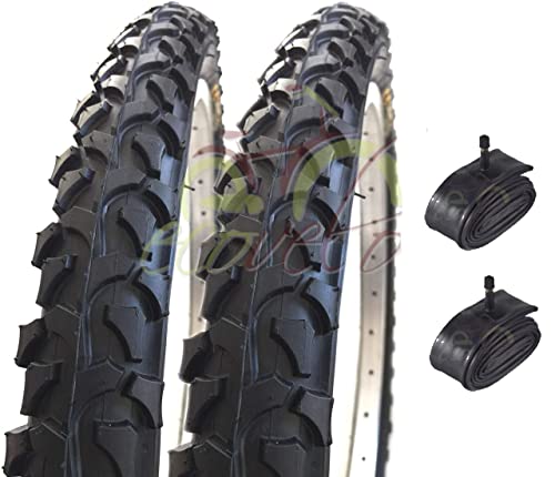 2 Reifen 24 x 1,95 (54-507) + AMERICA Ventil | Schwarze Reifen MTB Fahrrad Mountainbike Damen von Ecovelo