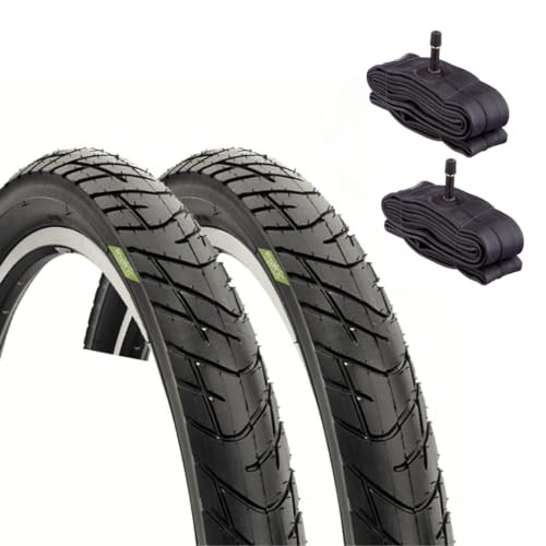 2 Reifen 26 x 2,125 + Kammern mit amerikanischem Ventil | Straßenreifen Fahrradreifen 26 Zoll für MTB Elektrofahrrad / Batterie Fahrradteile 2 Reifen 26 x 2,125 + Kammern mit amerikanischem Ventil | Straßenreifen Fahrradreifen 26 Zoll für MTB Elektrofahrrad / Batterie Fahrradteile von ECOVELO