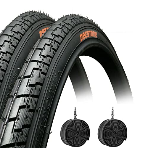 2 schwarze Reifen 26 x 1.75 (44-559) + Luftkammern für MTB Mountainbike Fahrrad Slick von ECOVELO