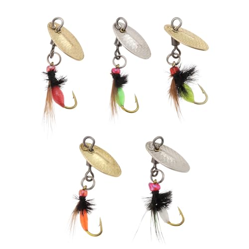 ECSiNG 5 Stück bionische Fliegenfischköder, Fliegenfischen, Köder mit Spinner, für Barsch, Sonnenfisch, Hecht, Forelle, Fliegenfischen Zubehör ECSiNG 5 Stück bionische Fliegenfischköder, Fliegenfischen, Köder mit Spinner, für Barsch, Sonnenfisch, Hecht, Forelle, Fliegenfischen Zubehör von ECSiNG