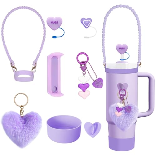 ECZOIL Stanley Cup Zubehör,Stanley Cup Accessories,8PCS enthält Strohhalm Abdeckung,Bottom Protector Silicone Boot,Wasserflasche Griff Riemen,für Stanley Cup 40oz&30oz-Lila ECZOIL Stanley Cup Zubehör,Stanley Cup Accessories,8PCS enthält Strohhalm Abdeckung,Bottom Protector Silicone Boot,Wasserflasche Griff Riemen,für Stanley Cup 40oz&30oz-Lila von ECZOIL