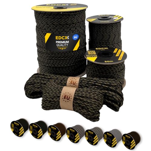 EdcX Paracord 4 mm, 20+ Militärfarben (15 m, 30 m, 50 m, 100 m, 300 m) | Ideal zum Basteln, Camping, Outdoor | 100% Nylonseil 4 mm | Taktische Kordel 550 Typ III (Veteran, 50 m) von EdcX