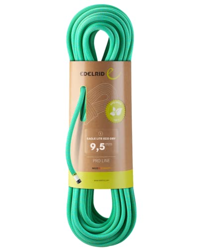 EDELRID Eagle Lite Eco Dry 9.5mm 70m Grün - Robustes leichtes Kletterseil, 60m, Größe 70 m - Farbe Bright Green von EDELRID