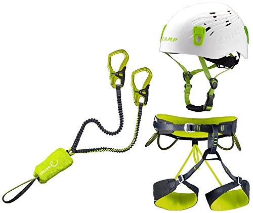 EDELRID Klettersteigset Cable Kit 5.0 + Klettergurt Camp Größe L + Helm Camp Titan white 48-56cm von EDELRID