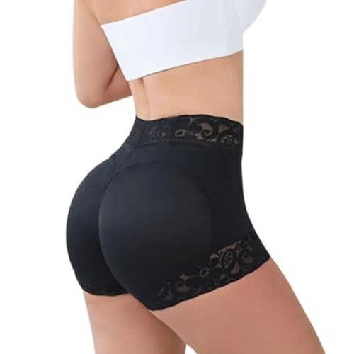 2024 Neue Damen-Spitzen-Klassiker für den Alltag, Figurformende Po-Lifter-Höschen, glättende Slips, Boxershorts für Damen (S,Black) von EEJBYTDI