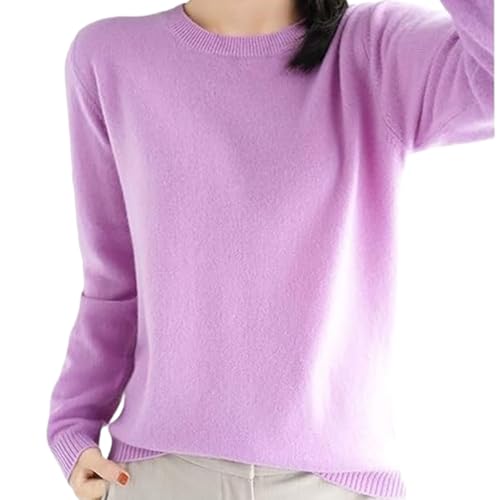 Damen-Unterhemden aus Baumwolle und Wolle, Pullover für Damen 2024, lässiges Langarm-Unterhemd (L,Purple) von EEJBYTDI