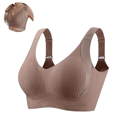 Unterstützende Bralettes mit vollständiger Abdeckung, Nahtlose kabellose Push-Up-Bralettes für Damen, Bequeme Push-Up-BHS für Damen (X-Large,Brown) von EEJBYTDI