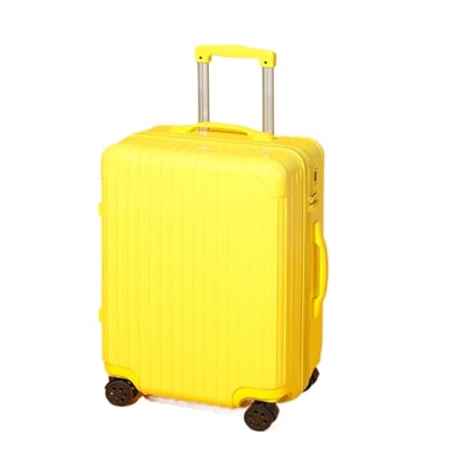 EETYREBR Koffer Flacher Passwort-Koffer, 20-Zoll-Boarding-Koffer, Universal-Rollen-Trolley-Koffer, Bonbonfarbener Koffer Handgepäck(Yellow,28in) von EETYREBR