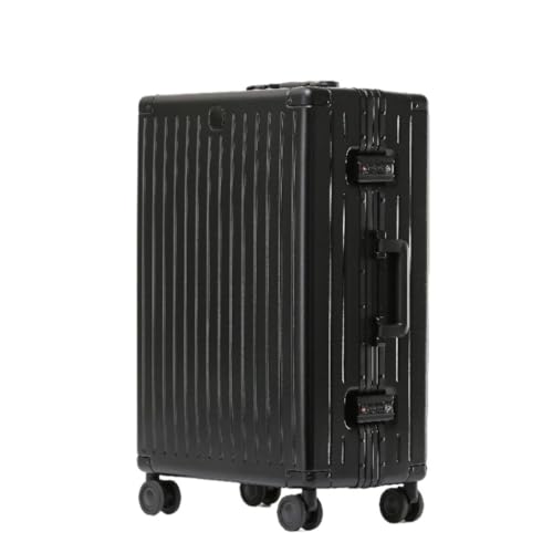 EETYREBR Koffer Gepäck Aluminium Rahmen Box PC Flugzeug Rad Koffer Passwort Boarding Koffer Gepäck Trolley Box Handgepäck(Black,29in) von EETYREBR