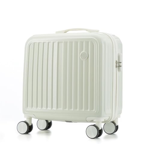 EETYREBR Koffer Geschäftsreise Kleiner 18-Zoll-Koffer Modischer Boarding-Koffer for Damen mit Reißverschluss Reise-Trolley Handgepäck(White) von EETYREBR