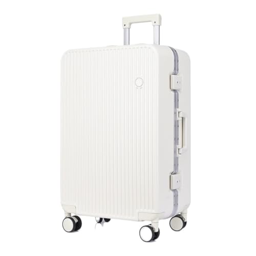 EETYREBR Koffer Hartschalen-Gepäckkoffer mit Aluminiumrahmen, 20-Zoll-Boarding-Koffer, Lang- und Kurzstreckengepäck-Trolley Handgepäck(White,20in) von EETYREBR