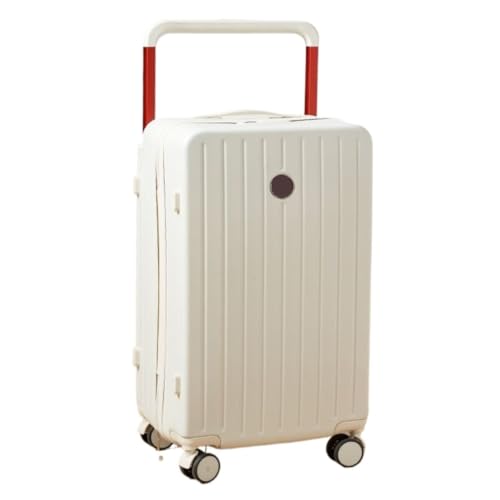 EETYREBR Koffer Koffer, Breiter Trolley, Aluminiumrahmen, 20-Zoll-Koffer for Damen, Robuster Und Langlebiger Trolley-Koffer for Herren Handgepäck(White,20) von EETYREBR