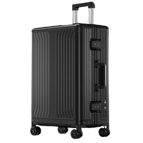 EETYREBR Koffer Koffer Aus Aluminium-Magnesium-Legierung, Boarding-Koffer, Trolley-Koffer Aus Aluminiumlegierung, Business-Koffer Handgepäck(Black,28) von EETYREBR