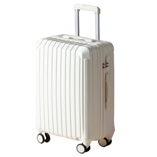 EETYREBR Koffer Koffer-Trolley, robust und langlebig, verdickter Koffer, Passwort-Ledertasche, Universalräder Handgepäck(White,26in) von EETYREBR