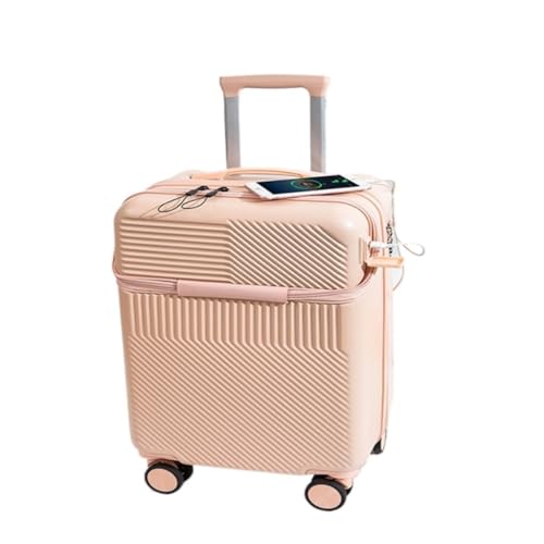 EETYREBR Koffer Multifunktionaler 20-Zoll-Boarding-Koffer mit Frontöffnung, Kleiner Leichter Trolley-Koffer, 24-Zoll-Koffer Handgepäck(Pink,22in) von EETYREBR