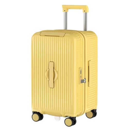 EETYREBR Koffer Multifunktionaler PC 30-Zoll-Koffer 26-Zoll-Trolley-Koffer for Herren Und Damen Mit Reißverschluss-Koffer, Passwortbox Handgepäck(Yellow,22in) von EETYREBR