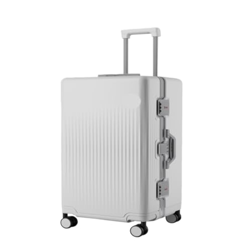 EETYREBR Koffer Multifunktionaler Sport-Trolley, 28-Zoll-Universalrad-Koffer, Passwort-Koffer mit Aluminiumrahmen Handgepäck(White,24in) von EETYREBR