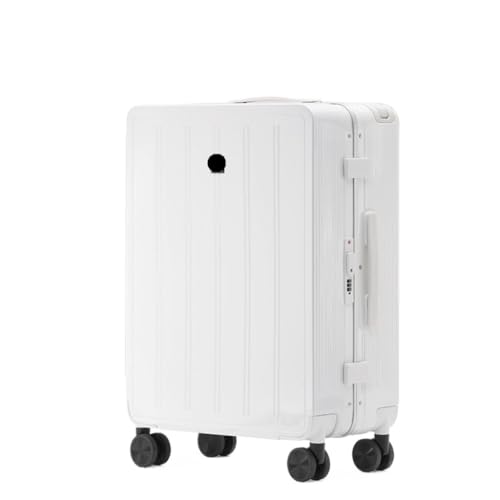 EETYREBR Koffer Multifunktionales Breites Trolley-Gepäck Mit Aluminiumrahmen, 24-Zoll-Trolley-Koffer, 20-Zoll-Handgepäckkoffer Handgepäck(White,24in) von EETYREBR