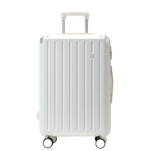 EETYREBR Koffer Neuer Hartschalenkoffer mit Aluminiumrahmen, 20-Zoll-Boarding-Koffer, Lang- und Kurzstrecken-Trolley Handgepäck(White,26in) von EETYREBR