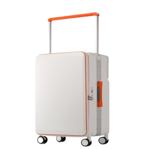 EETYREBR Koffer Neuer breiter Trolley-Koffer for Damen, 20-Zoll-Boardingbox mit seitlicher Öffnung, Gepäckcode-Koffer mit vorderer Öffnung 25 Handgepäck(White,25in) von EETYREBR