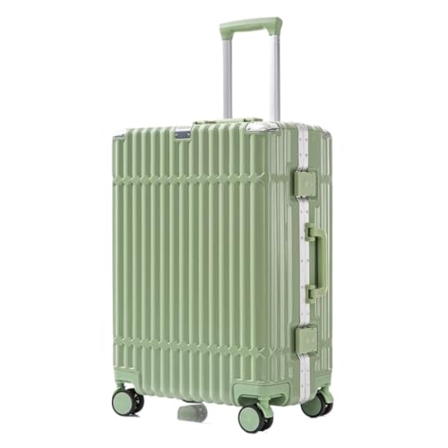 EETYREBR Koffer Neuer multifunktionaler Koffer mit Aluminiumrahmen, Trolley-Koffer for Herren und Damen, Passwortbox, Boarding-Koffer Handgepäck(Green,24) von EETYREBR