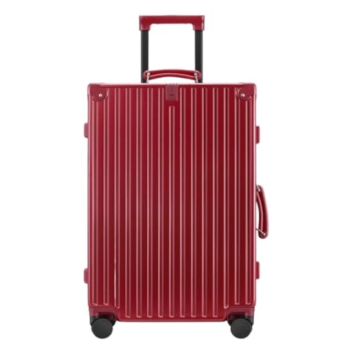 EETYREBR Koffer Retro Trolley Case Universal Rad Aluminium Rahmen Gepäck 20 Zoll Boarding Case Herren Gepäck Damen Handgepäck(Red,24in) von EETYREBR