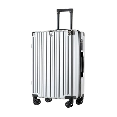 EETYREBR Koffer Roher Trolley-Koffer, robuster und langlebiger Koffer, kratzfester Universal-Rad-20-Zoll-26-Zoll-Passwort-Koffer Handgepäck(Silver,24in) von EETYREBR