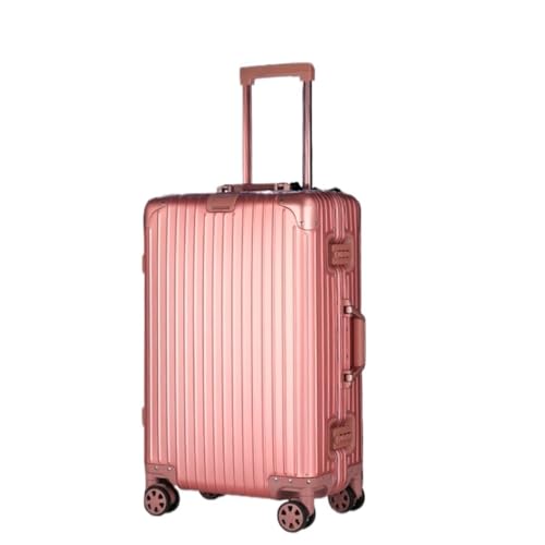 EETYREBR Koffer Trolley-Koffer Aus Vollaluminium-Magnesiumlegierung, Geräuschloser Koffer Mit Drehbarem Rad, Robuster Und Langlebiger Passwort-Koffer Handgepäck(Pink,22in) von EETYREBR