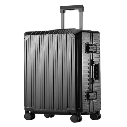 EETYREBR Koffer Trolley-Koffer aus Aluminium-Magnesium-Legierung, drehbarer Reisekoffer, Passwort-Koffer for Männer und Frauen Handgepäck(Black) von EETYREBR