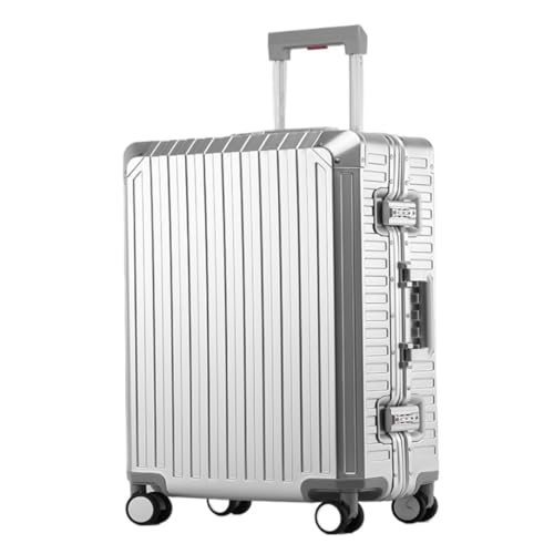 EETYREBR Koffer Trolley-Koffer aus Aluminium-Magnesium-Legierung, drehbarer Reisekoffer, Passwort-Koffer for Männer und Frauen Handgepäck(Silver) von EETYREBR