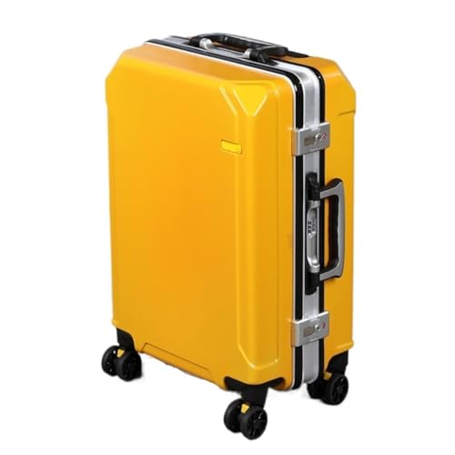 EETYREBR Koffer Trolley mit Aluminiumrahmen, 22 Zoll, wiederaufladbarer Trolley mit Aluminiumrahmen, Business-Boarding-Koffer Handgepäck(Yellow) von EETYREBR