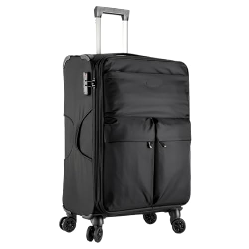 EETYREBR Koffer Ultraleichter Oxford-Stoffkoffer, 28-Zoll-Koffer, Kleiner Boarding-Koffer, 20-Zoll-Passwort-Trolley-Koffer, 24 Zoll Handgepäck(Black,20in) von EETYREBR