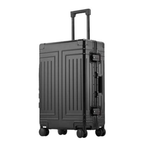 EETYREBR Koffer Vollaluminium-Koffer Aus Magnesiumlegierung, Trolley-Koffer for Herren, Universal-Rad-Koffer, Tasche, Passwort-Boarding-Koffer Handgepäck(Black,24in) von EETYREBR