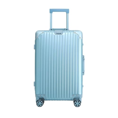 EETYREBR Koffer Vollaluminium-Magnesiumlegierungs-Trolley-Koffer, Metallkoffer, Universal-Rad-Boarding-Koffer, 24-Zoll-Koffer Handgepäck(Blue,H) von EETYREBR