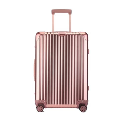 EETYREBR Koffer Vollaluminium-Magnesiumlegierungs-Trolley-Koffer, Metallkoffer, Universal-Rad-Boarding-Koffer, 24-Zoll-Koffer Handgepäck(Pink,B) von EETYREBR