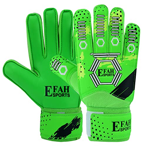 EFAH SPORTS Torwarthandschuhe für Kinder Jungen Mädchen fußball Handschuhe mit Super Grip Handflächen (Green, 3) von EFAH SPORTS