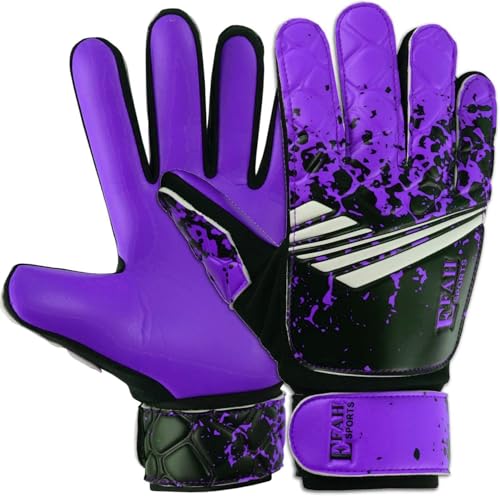 EFAH SPORTS Torwarthandschuhe für Kinder Jungs Jungen Mädchen Jugendliche Junior Fußballhandschuhe mit Super Griff Handflächen (Purple, Size 8 Suitable for Size M-L Adult) von EFAH SPORTS