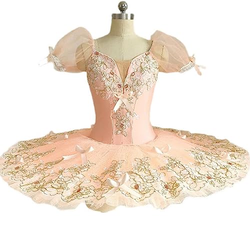 EFLAL Blumenmädchen Professionelles Ballett-Tutu-Kleid für Kinder und Damen, Platter, Pfannkuchen, Schwanensee, Ballerina, Bühnentanz-Wettbewerb,Rosa,120 von EFLAL