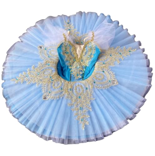 EFLALYHG B,140, Mädchen Professionelle Ballett Tutu Kleid Platter Pfannkuchen Schwanensee Ballerina Bühnentanz Wettbewerb Kostüm von EFLALYHG