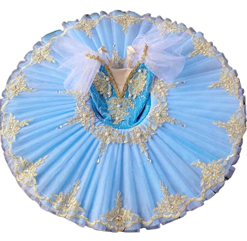 EFLALYHG Blau,100, Professionelles Ballett-Tutu-Kleid für Mädchen, Trikot, Pfannkuchen, Prinzessin, Geburtstagsparty, Kleid, Ballett-Wettbewerb, Kostüm von EFLALYHG