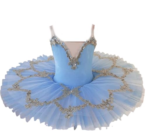 EFLALYHG Blau,120, Mädchen Ballett Tanz Tutu Kleid Schwanenschlinge Gymnastikanzug Tutu Kostüm Eiskunstlauf Tanzbekleidung Ballerina Wettkampf-Outfit von EFLALYHG