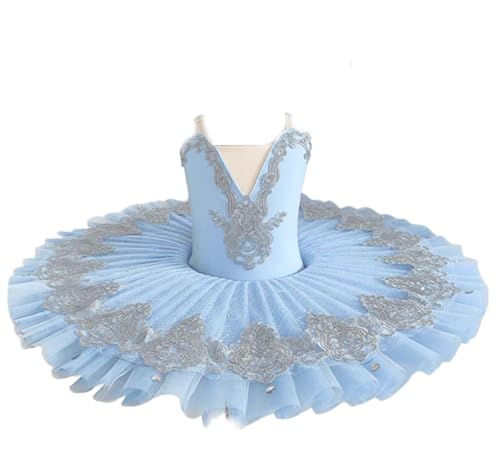 EFLALYHG Mädchen Ballett Tutu Ballerina Fee Abschlussball Party Kostüm Tanzbekleidung Gymnastikballett Trikot Tutu Kleid,Blau,140 von EFLALYHG