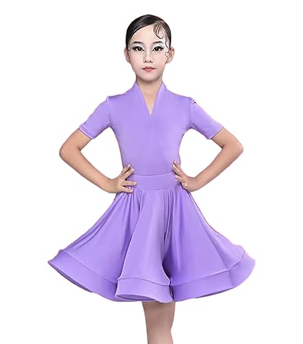 EFLALYHG Mädchen-Kind-Latein-Tanzkleid Mädchen-Tanzübungs-Wettbewerbskleid Latein-Tanzkleid Langarm-Wettbewerbs-Spaltkleid Geteilter Anzug,A11,130 von EFLALYHG