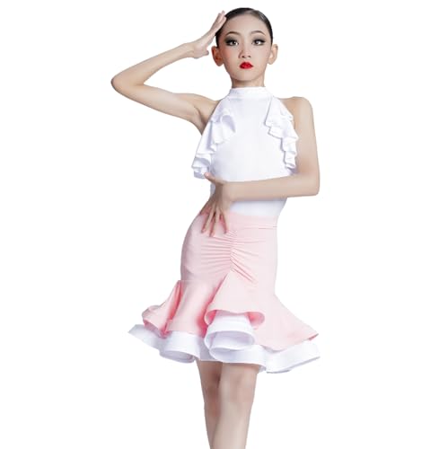 EFLALYHG Mädchen Latin Dance Kleid, Ballsaal Kostüm Wettbewerb Party Bühne Leistung Praxis Kostüme Tanz Split Anzug,Weiß,150 EFLALYHG Mädchen Latin Dance Kleid, Ballsaal Kostüm Wettbewerb Party Bühne Leistung Praxis Kostüme Tanz Split Anzug,Weiß,150 von EFLALYHG