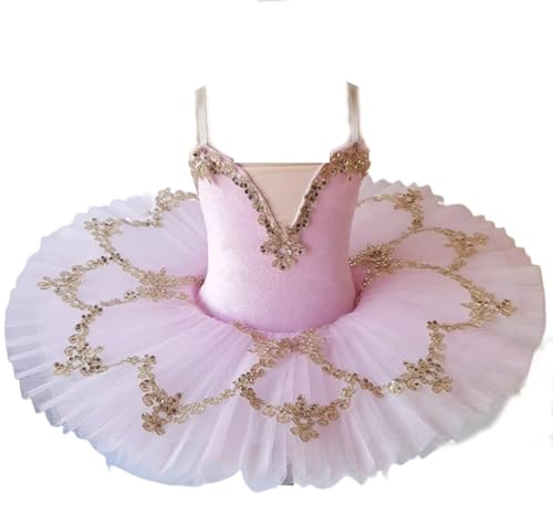 EFLALYHG Rosa,110, Mädchen Professionelle Ballett Tutu Ballerina Party Kleid Platter Pfannkuchen Tutu Ballett Tanz Wettbewerb Kostüm von EFLALYHG