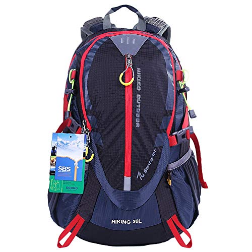 EGOGO 30L Wasserdicht Wanderrucksack Camping Rucksack mit Regenschutz Laufen Radfahren im Freien S2310 (Schwarz) von EGOGO