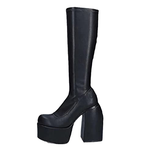 EGSDMNVSQ Damen Elegant High Boots Flach Reitstiefel Kniehohe Stiefel Winter Lange Hohe Stiefel Overknees Reißverschluss Schnürung Winterstiefel Langschaftstiefel Winterschuhe von EGSDMNVSQ