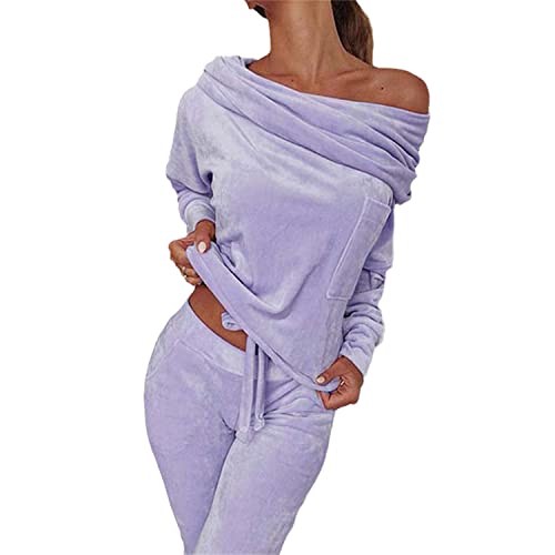 EGSDMNVSQ Damen Jogginganzug Elegant Hosenanzug Chic 2 Teiler Set Winter Sweatshirt Und Hose Zweiteiler Hausanzug Trägerlos Freizeitanzug Loungewear Lässiges Outfit Samt Anzug EGSDMNVSQ Damen Jogginganzug Elegant Hosenanzug Chic 2 Teiler Set Winter Sweatshirt Und Hose Zweiteiler Hausanzug Trägerlos Freizeitanzug Loungewear Lässiges Outfit Samt Anzug von EGSDMNVSQ